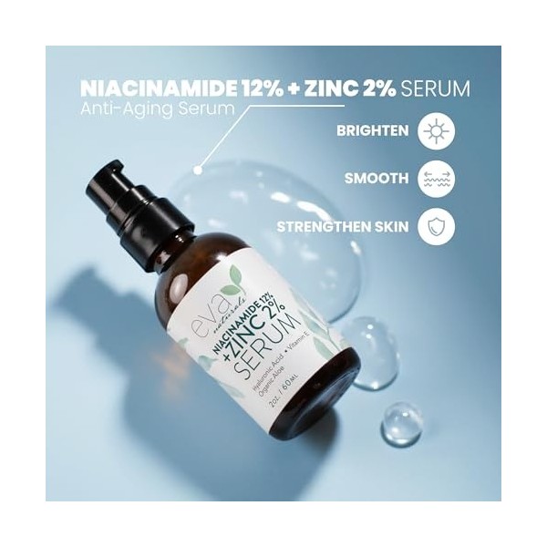 12% Niacinamide Serum for Face + Zinc PCA – Vitamin B3, 2% Zinc PCA and Hyaluronic Acid Serum Known to Even Skin Tone, Shrink