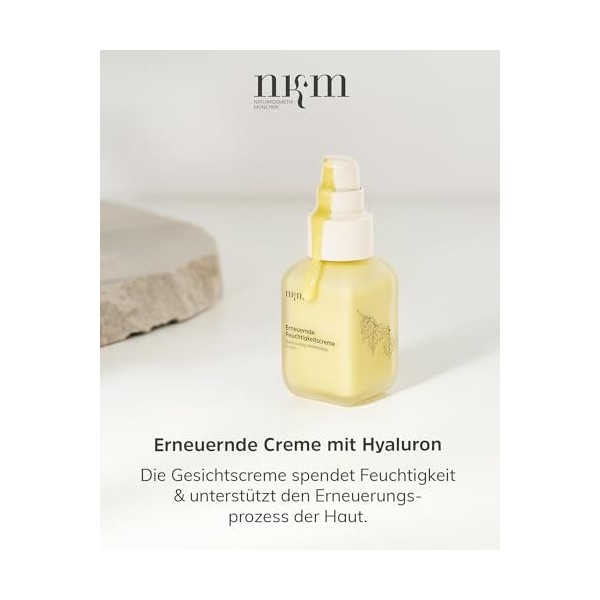 nkm Naturkosmetik München Crème hydratante régénérante – 50 ml – Fluide pour le visage à lacide hyaluronique – Hydrate – Veg