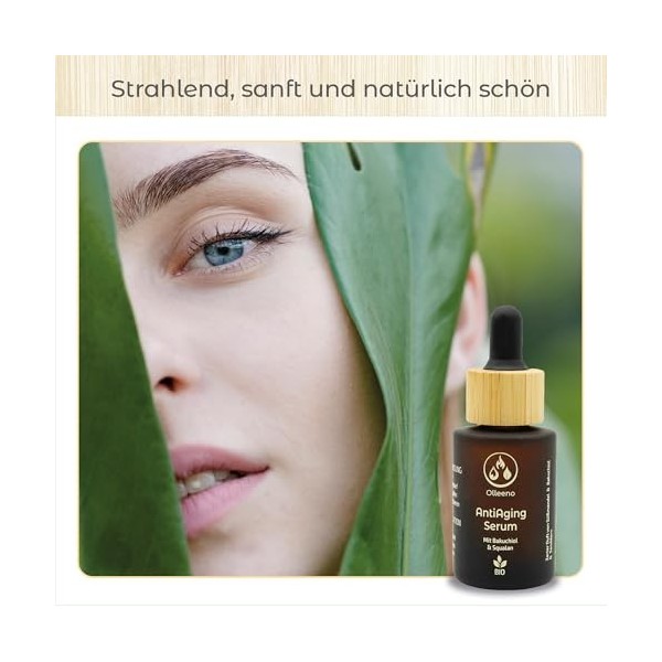 Olleeno Sérum anti-âge bio 30 ml avec rétinol naturel et squalane - Sérum hydratant pour le visage