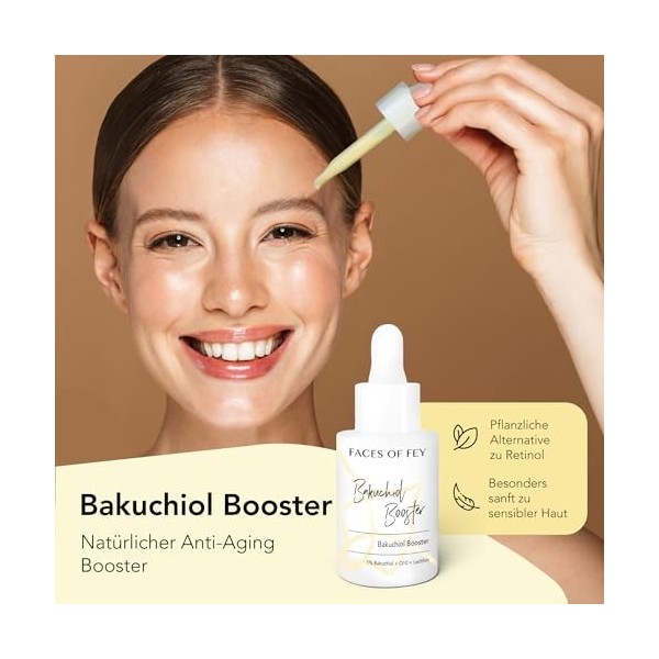 Bakuchiol Sérum anti-âge Booster de sérum anti-âge 1 % Bakuchiol Alternative naturelle au rétinol Q10 & lécithine Cosmétique 