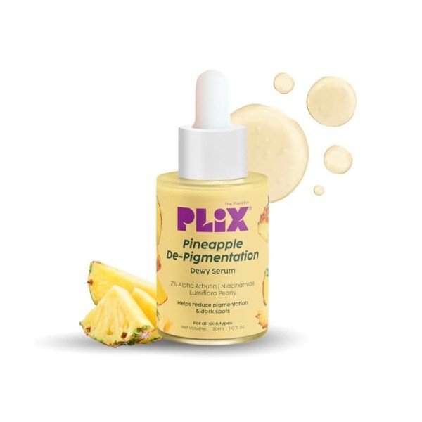 PLIX - THE PLANT FIX Alpha Arbutin Sérum de dépigmentation pour le visage rosé à lananas 2 % pour lélimination de la pigmen