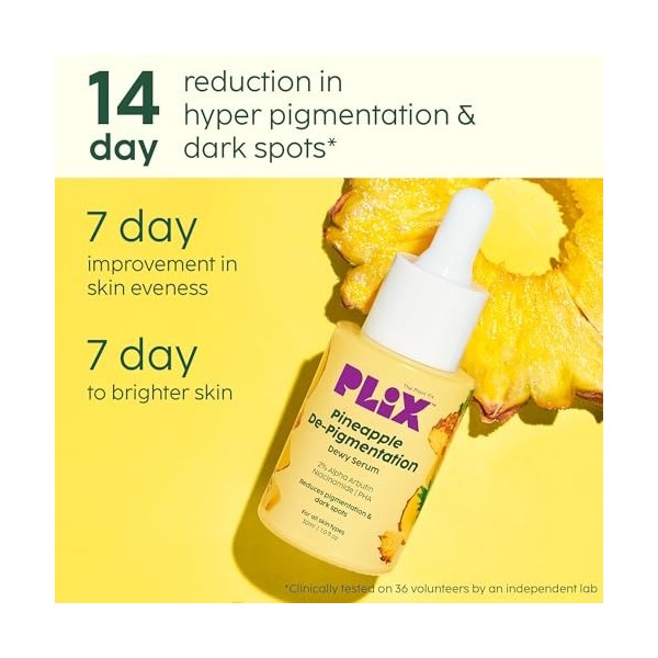 PLIX - THE PLANT FIX Alpha Arbutin Sérum de dépigmentation pour le visage rosé à lananas 2 % pour lélimination de la pigmen