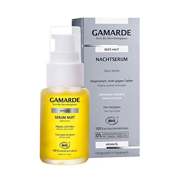 Gamarde Serum Nuit Pres Age BIO 30ml Crème Jour et Nuit