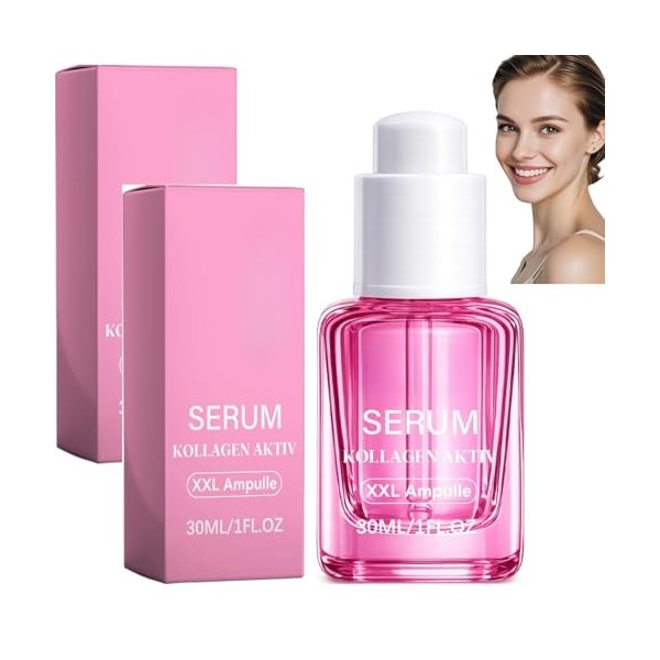 Sérum Visage au Collagène pour Femmes, Sérum Hydratant KOLLAGEN AKTIV, Ampoule XXL pour Usage Quotidien, Soin Léger pour Raff...