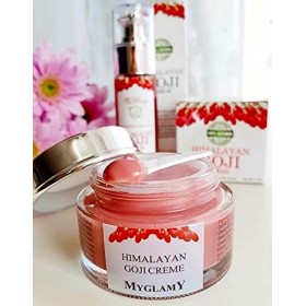 MyGlamy Crème végétalienne à lacide hyaluronique aux baies de GOJI - Hautement dosée - Crème pour le visage bio de lHimalay