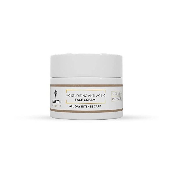 BEE and YOU Anti-Aging Natural Face Cream, Deep Wrinkle Treatment, Rejuvenating and Nourishing with Royal Jelly+Bee Venom She
