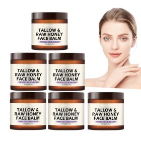 Tallow Raw Honey Lot de 6 baumes hydratants pour le visage et le corps pour peau sèche, crème nourrissante à la lavande pour ...
