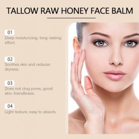Tallow Raw Honey Lot de 6 baumes hydratants pour le visage et le corps pour peau sèche, crème nourrissante à la lavande pour ...