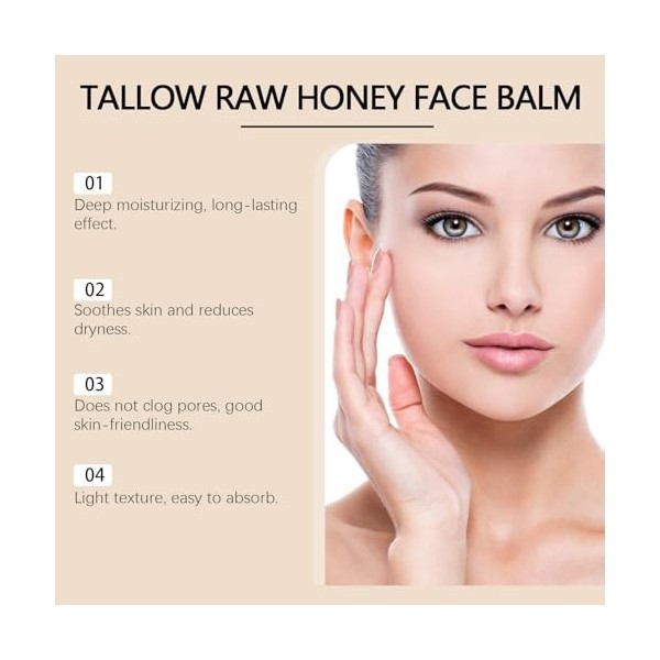 Tallow Raw Honey Lot de 6 baumes hydratants pour le visage et le corps pour peau sèche, crème nourrissante à la lavande pour ...