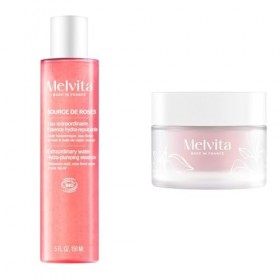 Melvita - Eau Extraordinaire + Crème Hydra Repulpante - Source de Roses - Fabriqué en France