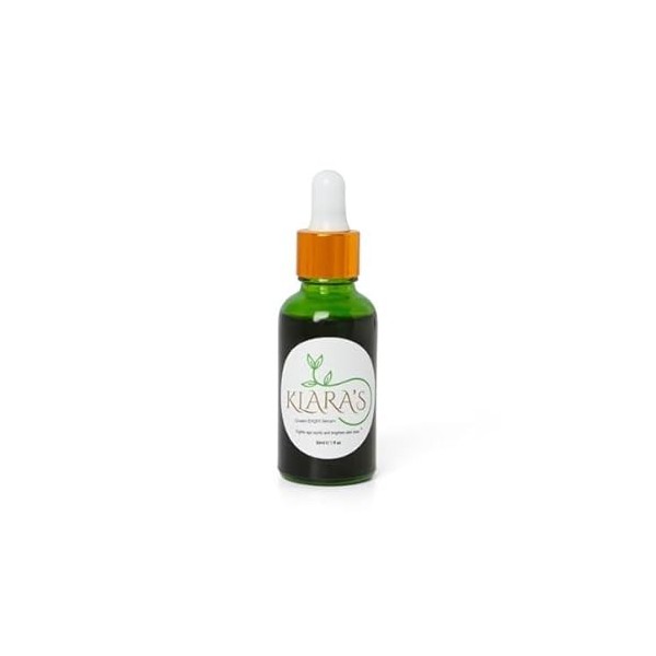 Klara Skincare Green Bright Serum, bisabolol & Dimethyl Methoxy Chromanyl Palmitate, Traitement éclaircissant anti-âge, tache