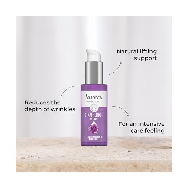 lavera Sérum raffermissant - Végétalien - Cosmétique naturel - Triple hyaluron & et le puissant ingrédient actif Bakuchiol - 