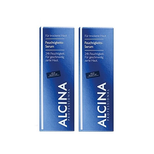 Alcina Lot de 2 flacons de sérum hydratant 24H hydratant pour peaux douces et souples 30 ml - 60 ml