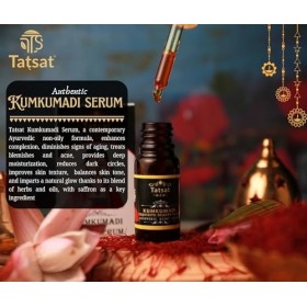 TATSAT - WELLNESS THROUGH AYURVEDA Sérum ayurvédique certifié Kumkumadi avec huile Kumkumadi authentique avec 30 % de safran 