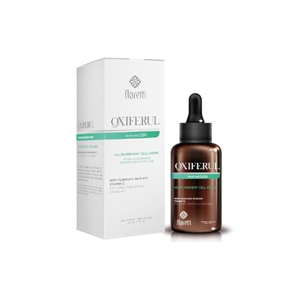 Floretti Oxiferul | Sérum facial à lacide férulique 0,25 % | Avec acide hyaluronique et vitamine C | 30 ml - 1 fl oz