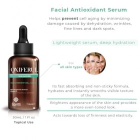 Floretti Oxiferul | Sérum facial à lacide férulique 0,25 % | Avec acide hyaluronique et vitamine C | 30 ml - 1 fl oz