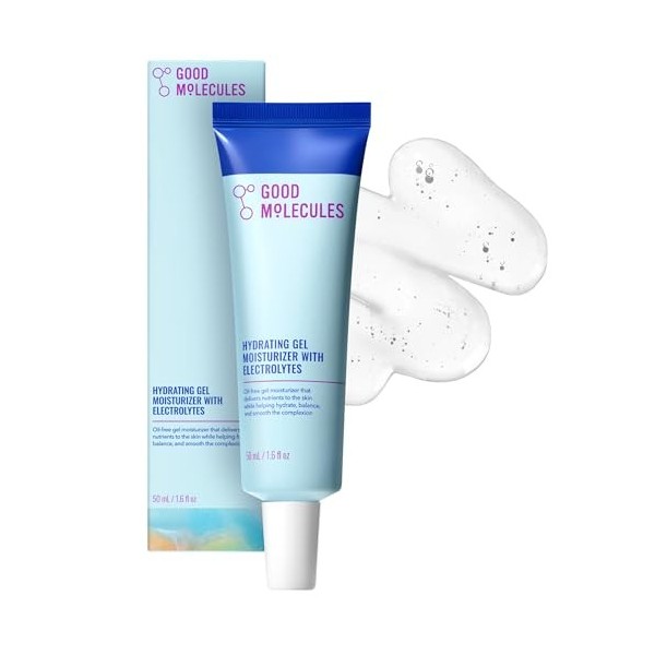 Good Molecules Gel hydratant – Hydratant pour le visage sans huile pour peaux grasses avec électrolytes ultra hydratants pour
