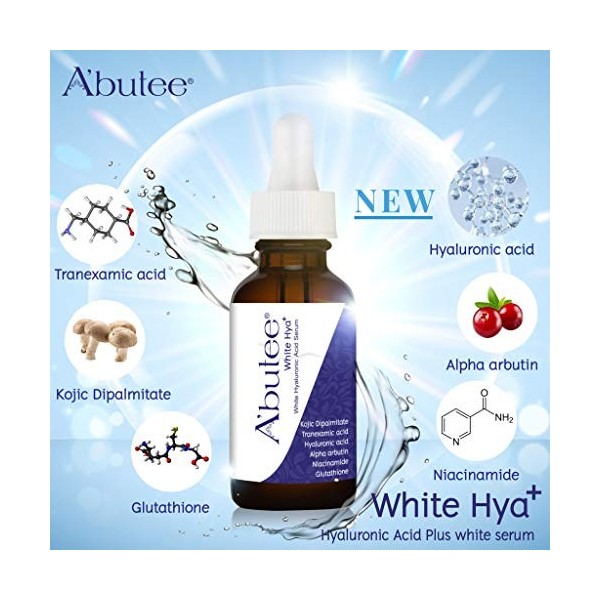 ARBUTEE | Acide hyaluronique anti-âge Plus Sérum éclaircissant pour le visage à lacide kojique, Alpha Arbutine, Niacinamide