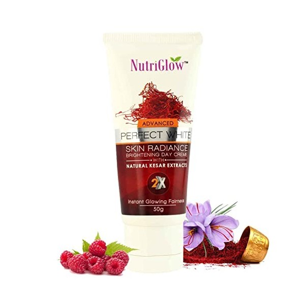 Nutriglow Advanced Perfect White Skin Radiance Brightening Day Creme with Natural Kesar Extracts Instant Glowing Fairness 50G