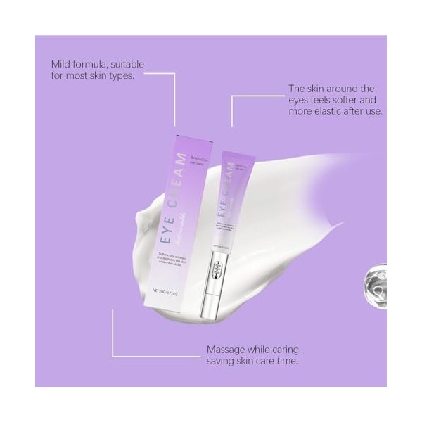 Crème Contour Des Yeux Revitalisante Avec Tête de Massage - Éclaircit, Raffermit et Réduit Les Cernes Et Les Ridules 5pcs 