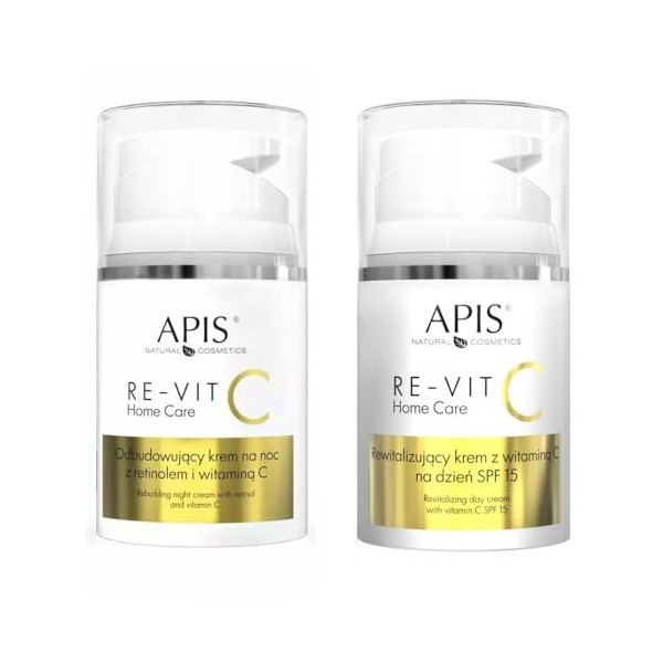 APIS RE-VIT C Home Care Set : crème avec rétinolème, WITAMINE C et SPF 15 | Crème hydratante et crème pour le visage pour pea