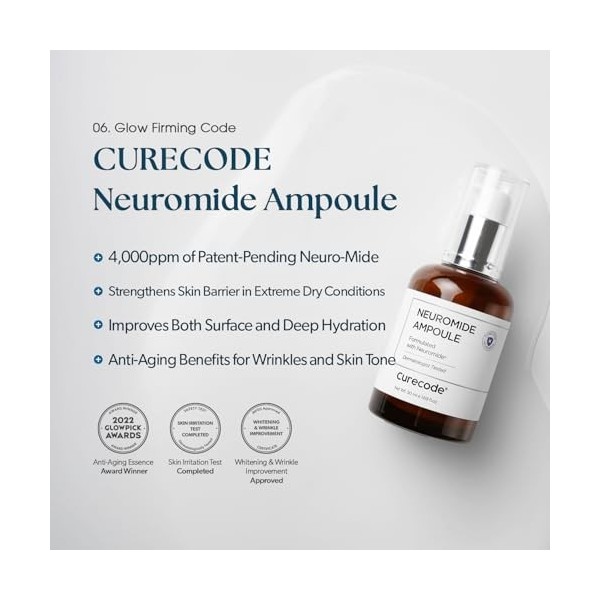 Curecode Neuromide Ampoule 50 ml 17 fl oz Sérum complexe céramide concentré pour hydratation profonde et anti-âge, formulé 
