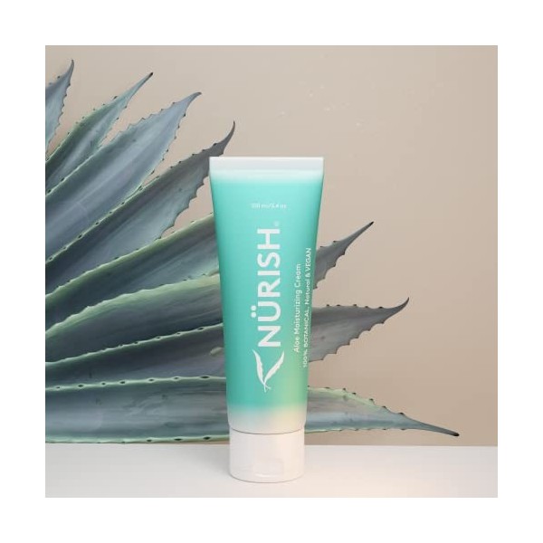 NURISH 100% Natural & Vegan Moisturizing Cream, Made From Organic Aloe, 3.4 oz.