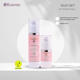 Rosense Duo pour peaux sèches/sensibles : crème hydratante pour le visage 50 ml avec acide hyaluronique, sérum pour les yeux 