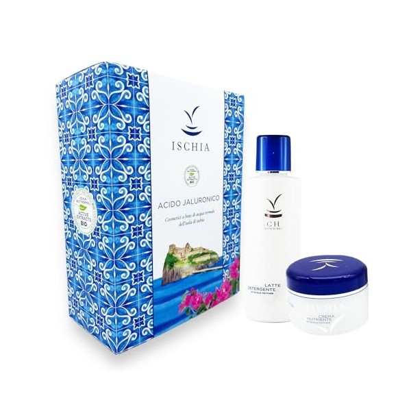 Ischia Sorgente Di Bellezza Coffret cadeau femme acide jaluronique crème nourrissante 100 ml et lait nettoyant 200 ml