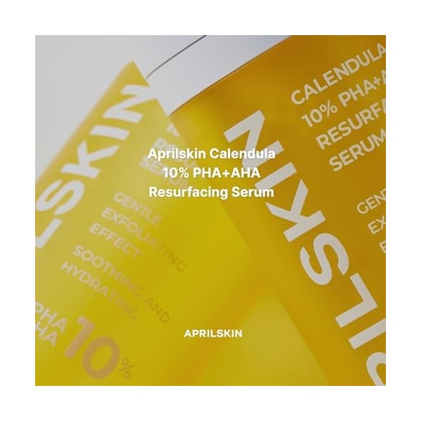 APRILSKIN Calendula10% PHA+AHA Sérum resurfaçage | Végétalien, sans cruauté envers les animaux | Peaux sèches, sensibles, suj