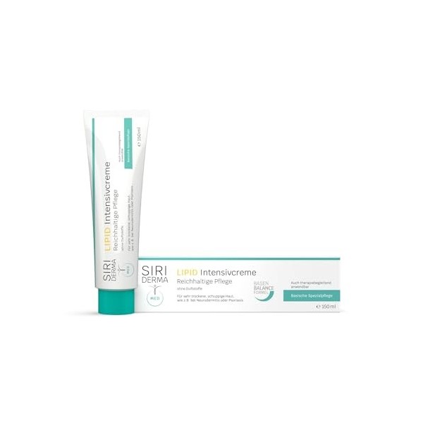 SIRIDERMA Lipid Crème intense pour peaux très sèches et squameuses en cas deczéma et de psoriasis sans parfum, 150 ml 