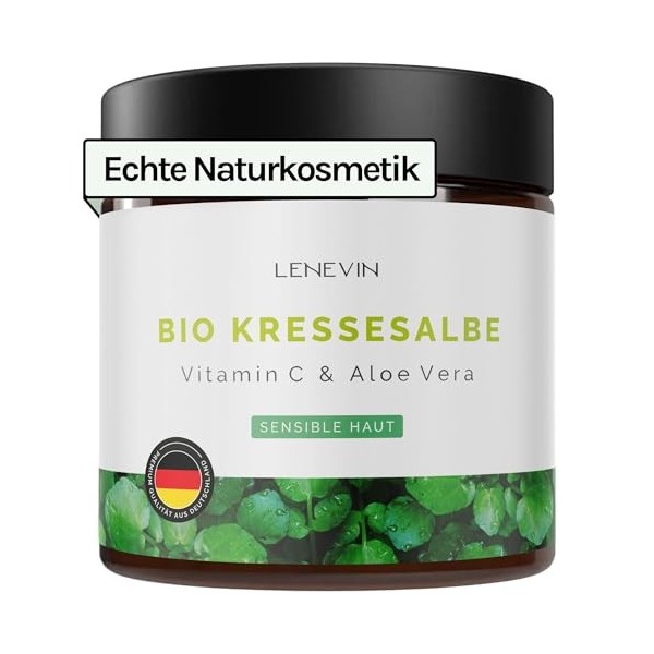 Lenevin BIO Pommade de Cresson - Naturelle pour Taches de Vieillesse, Peau Sensible - Aloe Vera, Vitamine C, Grenade, Gingemb