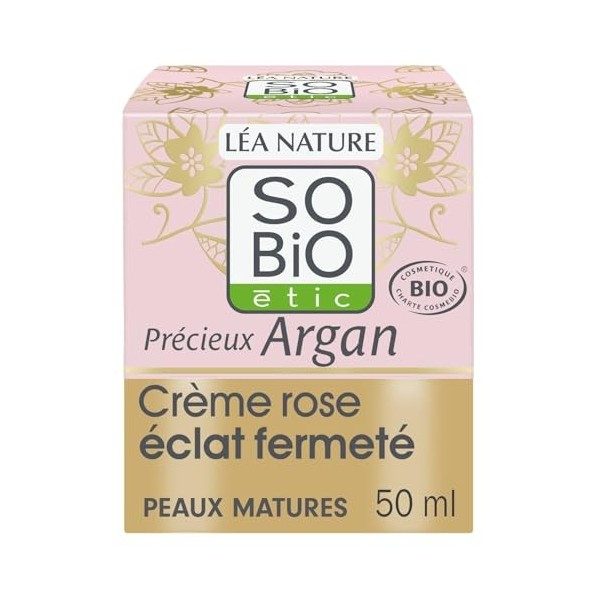 SOBIO ETIC – Soin Jour Éclat et Fermeté, Texture Riche à l’Argan Bio pour Peaux Matures 50 mL Lunité
