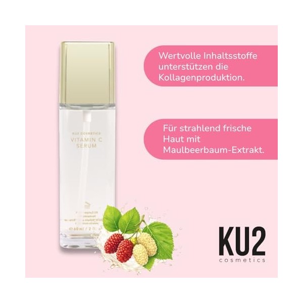 KU2 Cosmetics Sérum à la vitamine C pour le visage avec antibactérien, sérum anti-âge pour réduire les taches pigmentaires et