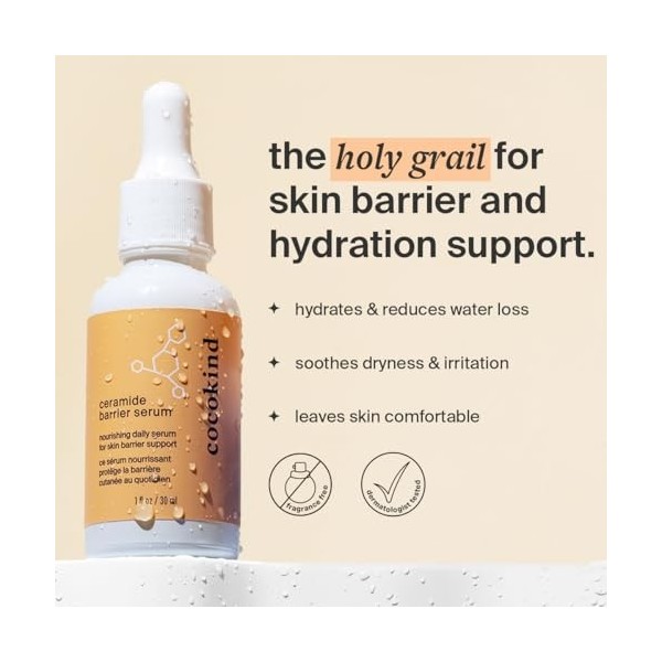 Cocokind Sérum à la céramide, sérum hydratant pour le visage, sérum réparateur de barrière cutanée avec céramides, hydratant 