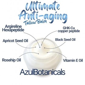 AzulBotanicals Baume anti-âge ultime fabriqué à partir dingrédients biologiques et enrichi en peptide de cuivre GHK-Cu et Cr...