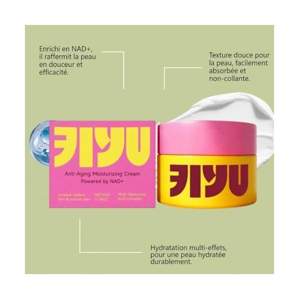 Jiyu Anti-Aging Moisturizing Cream, creme hydratante visage jiyu nad+ korean skin care creme coréenne 50ml Crème Jour et Nuit