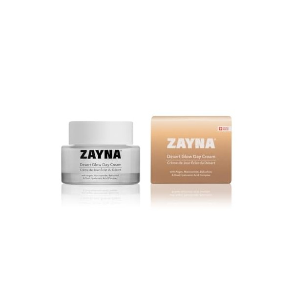 ZAYNA Desert Glow® Day Cream 50 g – Crème de jour légère à lhuile dargan, niacinamide, bakuchiol et acide hyaluronique pour