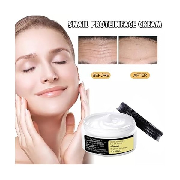 Crème visage à la bave descargot à lacide hyaluronique et au collagène - 100 ml - Soin hydratant pour peaux sensibles, irri