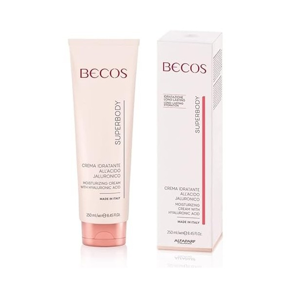Becos Superbody Crème hydratante à lacide hyaluronique à faible et haut poids molécules 250 ml – peau plus belle, douce et é