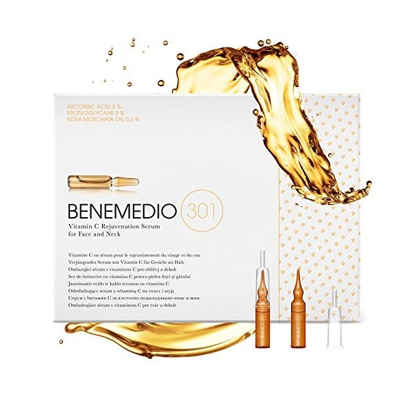 Benemedio 301 Sérum protéoglycane à la vitamine C pour les rides du visage et du cou, les lignes fines, les taches de soleil 
