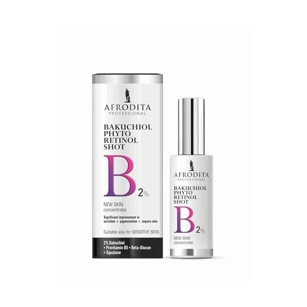 Afrodita Professional Bakuchiol Phyto Retinol Shot 2 % Sérum pour le visage avec syténol A, panthénol, bêta-glucane et squala