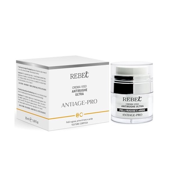 Rebel Antiage Pro – Crème visage à action anti-rides ultra-puissante | Soin anti-ride et anti-âge jour et nuit | Traitement i
