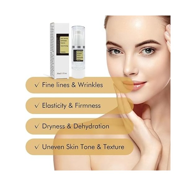 Essence hydratante pour le visage à la bave descargot & Soft Beads - 30 ml - Soin pour peaux sèches et fatiguées - Texture l