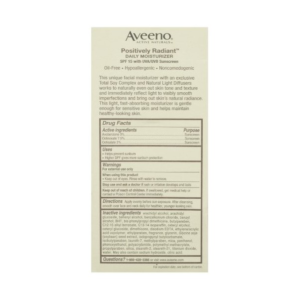 Aveeno Positively Radiant Hydratant quotidien SPF 15 113 ml