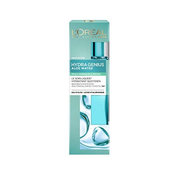 LOréal Paris - Soin Liquide Hydratant Visage - Hydratation 72H & Effet Matifiant - À lEau dAloe et à lAcide Hyaluronique Crè...