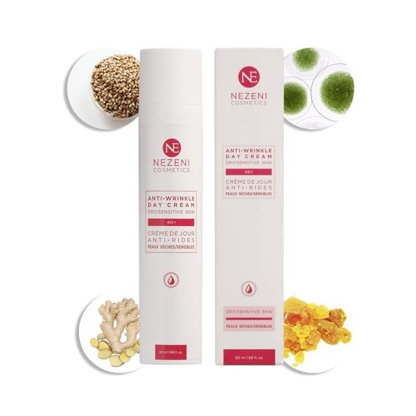 Crème visage anti-rides Nezeni pour femme/homme 18 ingrédients actifs | Combleur de rides profondes | Crème de Jour Raffermis