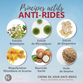 Crème visage anti-rides Nezeni pour femme/homme 18 ingrédients actifs | Combleur de rides profondes | Crème de Jour Raffermis