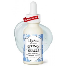 LilyAna Naturals Sérum au rétinol - Fabriqué aux États-Unis - Sérum anti-âge avec acide hyaluronique et vitamine E - Réduit l