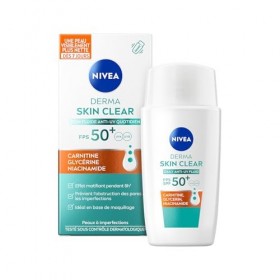 NIVEA - Soin Visage Fluide Anti-UV Derma Skin Clear FPS50+ - Matifie La Peau - Prévient LObstruction Des Pores & Les Imperfe ...